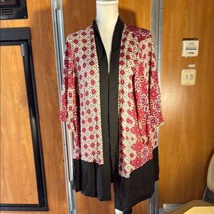 Aurora. Red and Black Patterned Kimono Cardigan